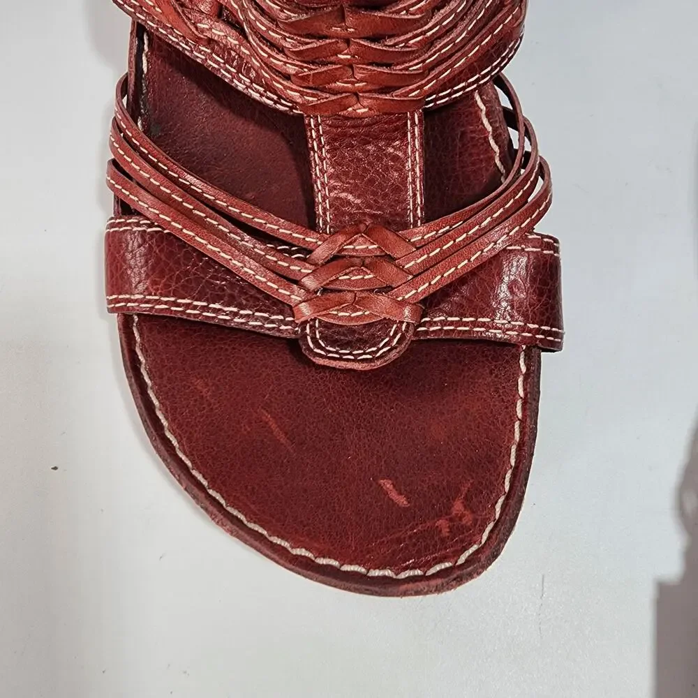 Nurture Red Leather Heeled Sandals Women's Size 9.5 M